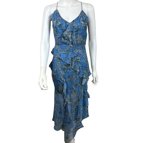 VERONICA BEARD Avenel Silk Ruffle Dress in Blue Sz 0 - Picture 12 of 15